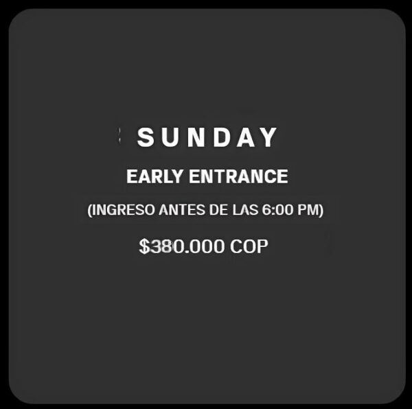 Boletas Disponibles para el Domingo 12 de Mayo - Core Tomorrowland Medellín, Precio único, Tercera Etapa, Ultimas Entradas Disponibles.